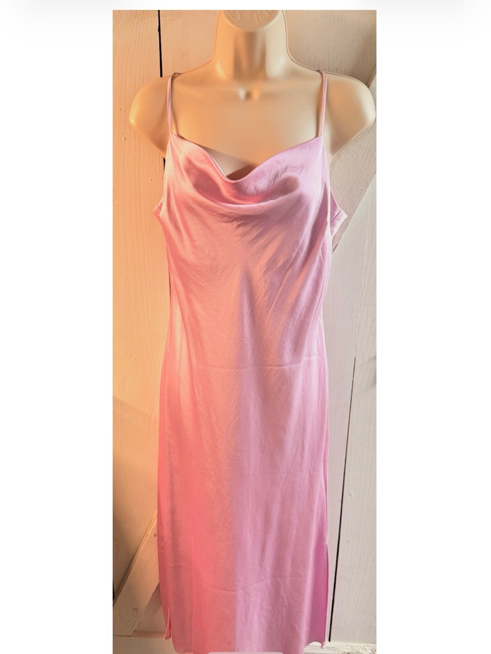 Express Pink Cowl Neck Slip Midi Dress